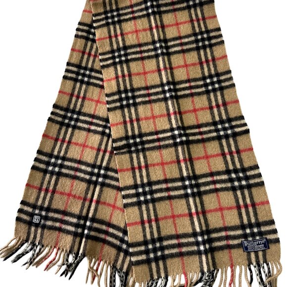 Burberry Accessories - Burberrys Classic Check Scarf Beige 100% Cashmere Unisex Scarf Made In England